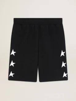 Flash Sale Golden Goose Bermuda masculina preta com estrelas brancas Cor: preto
