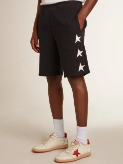 Flash Sale Golden Goose Bermuda masculina preta com estrelas brancas Cor: preto