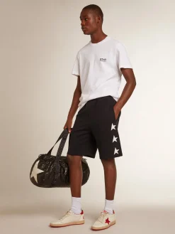 Flash Sale Golden Goose Bermuda masculina preta com estrelas brancas Cor: preto