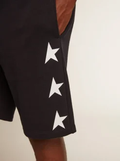 Flash Sale Golden Goose Bermuda masculina preta com estrelas brancas Cor: preto