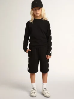 Cheap Golden Goose Bermuda preta infantil masculina com estrelas brancas Coleção Star