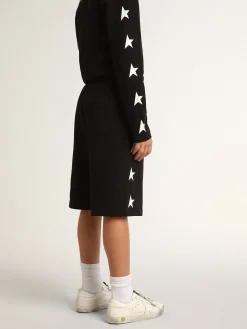 Cheap Golden Goose Bermuda preta infantil masculina com estrelas brancas Coleção Star