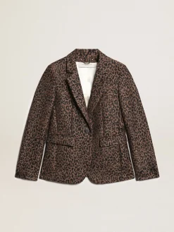 Online Golden Goose Blazer de abotoamento simples Coleção Golden de lã com estampa animal print de jacquard Cor: animal print
