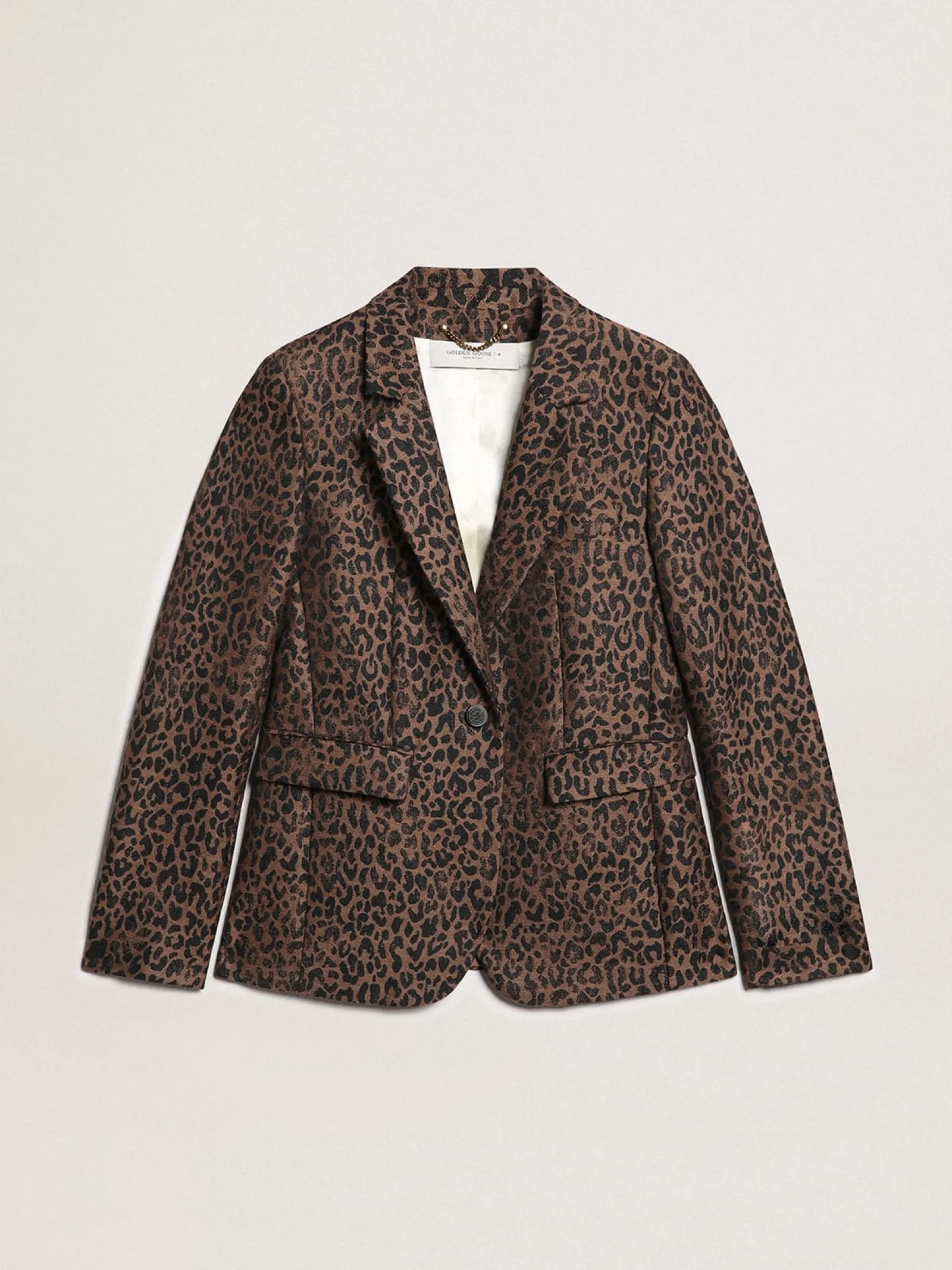 Online Golden Goose Blazer de abotoamento simples Coleção Golden de lã com estampa animal print de jacquard Cor: animal print