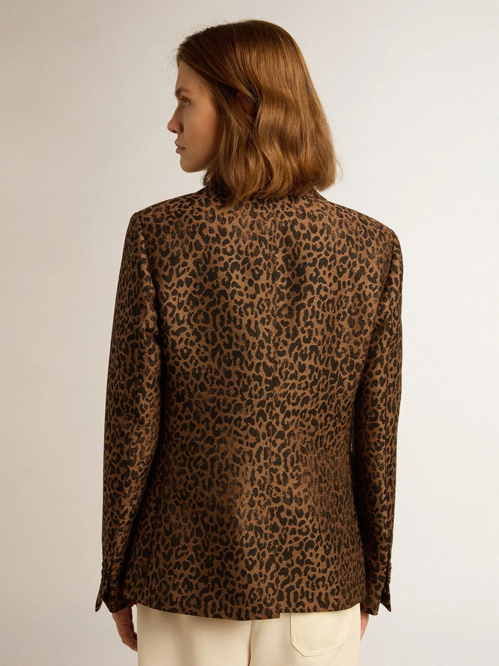 Online Golden Goose Blazer de abotoamento simples Coleção Golden de lã com estampa animal print de jacquard Cor: animal print