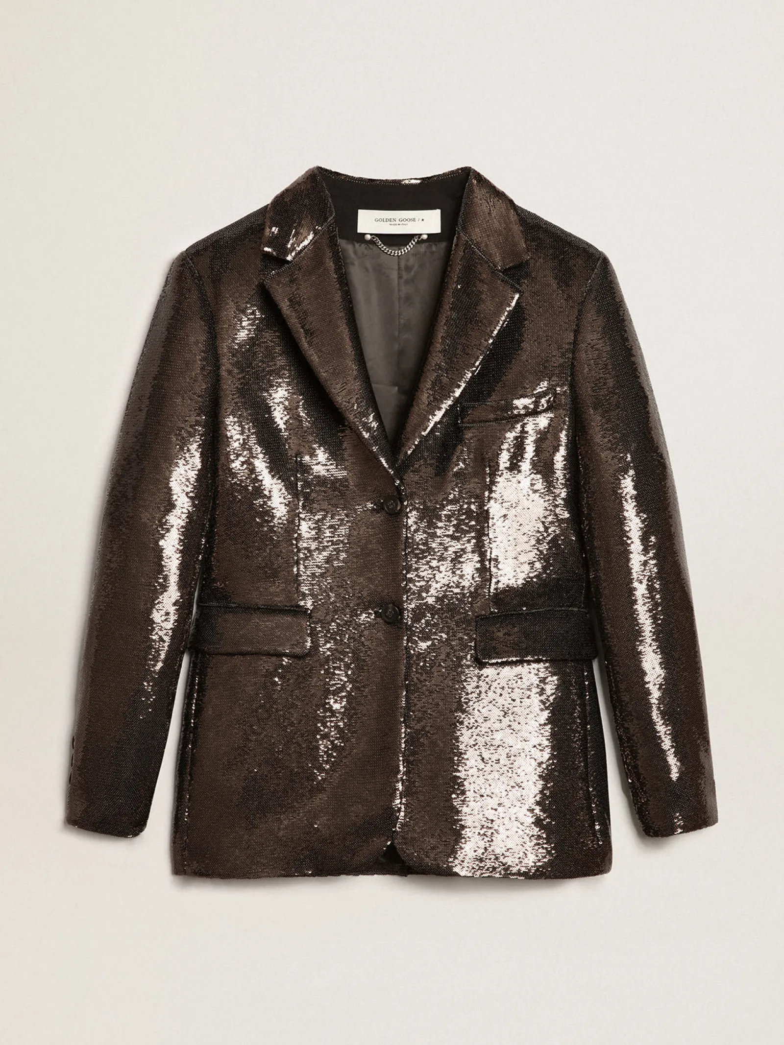 Best Golden Goose Blazer de abotoamento simples cinza com lantejoulas all-over Cor: cinza ferro