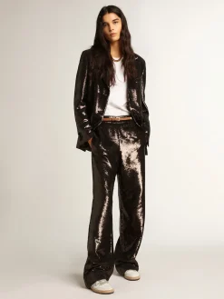 Best Golden Goose Blazer de abotoamento simples cinza com lantejoulas all-over Cor: cinza ferro