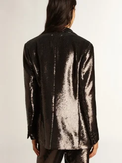 Best Golden Goose Blazer de abotoamento simples cinza com lantejoulas all-over Cor: cinza ferro
