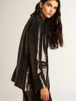 Best Golden Goose Blazer de abotoamento simples cinza com lantejoulas all-over Cor: cinza ferro