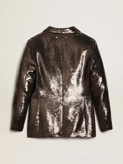 Best Golden Goose Blazer de abotoamento simples cinza com lantejoulas all-over Cor: cinza ferro