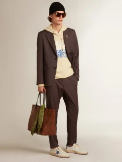 Flash Sale Golden Goose Blazer de abotoamento simples de lã cinza Cor: cinza ferro