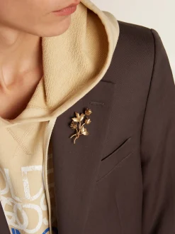 Flash Sale Golden Goose Blazer de abotoamento simples de lã cinza Cor: cinza ferro
