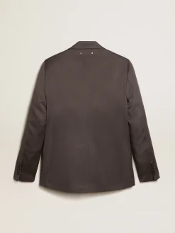 Flash Sale Golden Goose Blazer de abotoamento simples de lã cinza Cor: cinza ferro
