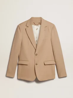 Hot Golden Goose Blazer de abotoamento simples cor areia com botões de chifre Golden Collection