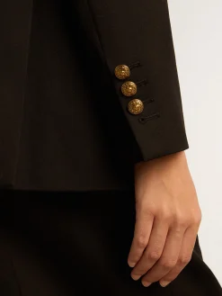 Outlet Golden Goose Blazer feminino de abotoamento duplo preto Coleção Golden