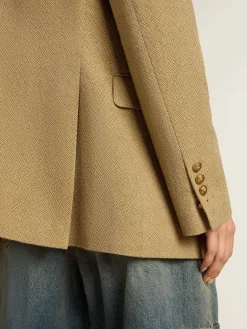 New Golden Goose Blazer feminino de abotoamento duplo de lã cor de faia clara Coleção Journey