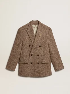 Store Golden Goose Blazer masculino de abotoamento duplo marrom com fecho com botões Coleção Journey