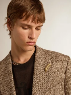 Store Golden Goose Blazer masculino de abotoamento duplo marrom com fecho com botões Coleção Journey