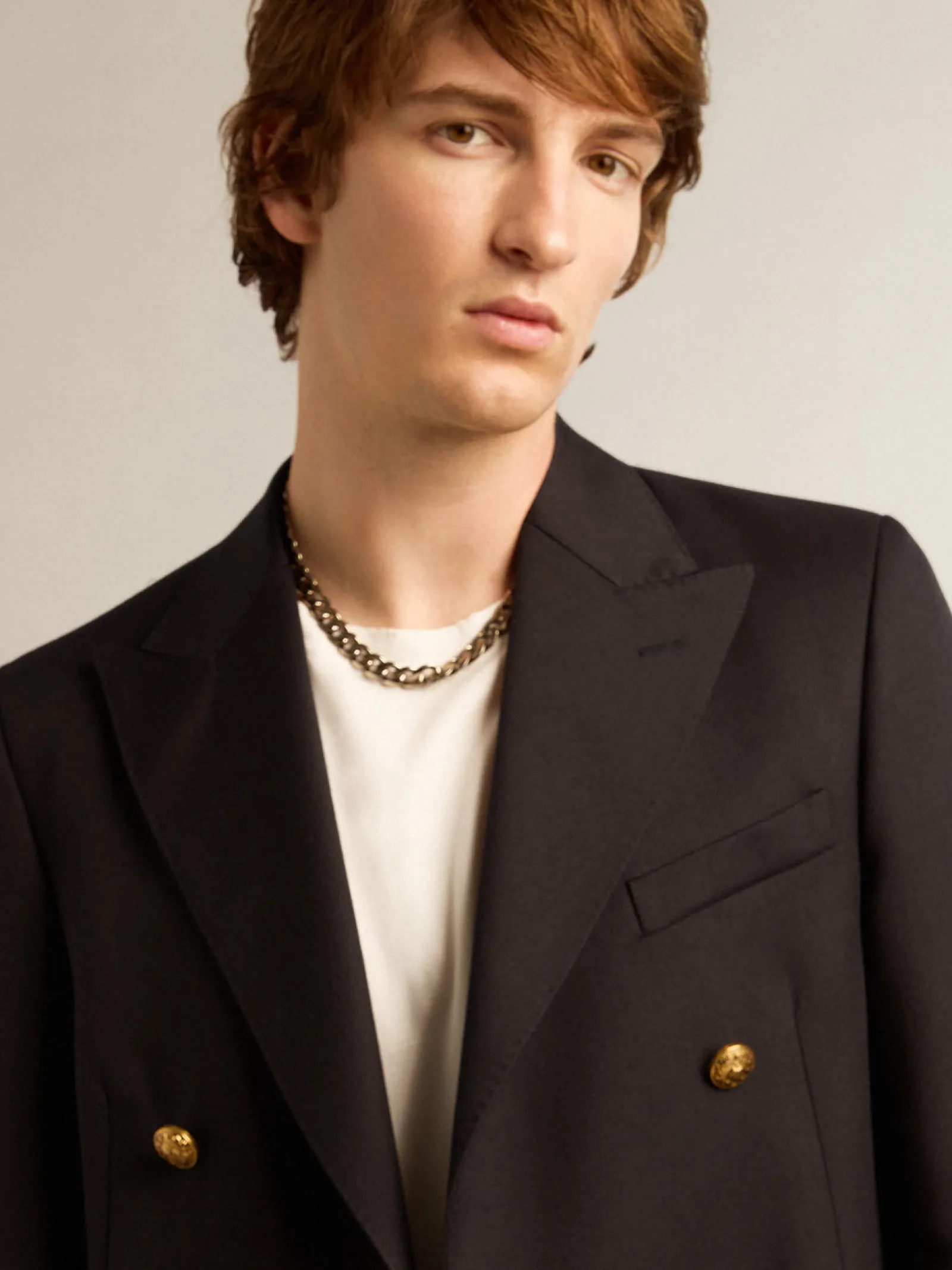 Fashion Golden Goose Blazer masculino de abotoamento duplo azul-escuro Cor: azul-escuro