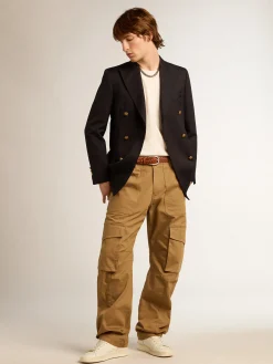 Fashion Golden Goose Blazer masculino de abotoamento duplo azul-escuro Cor: azul-escuro