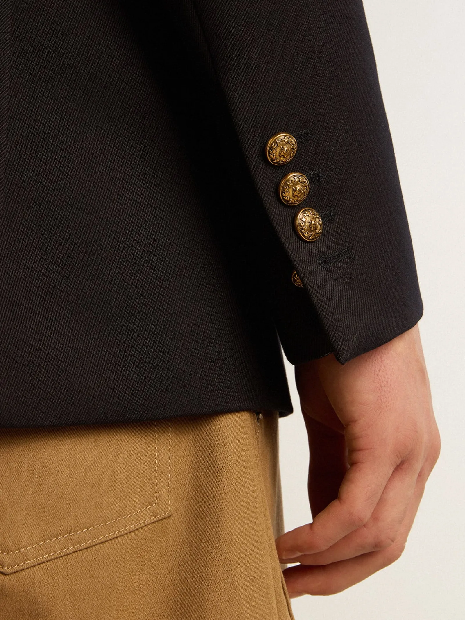 Fashion Golden Goose Blazer masculino de abotoamento duplo azul-escuro Cor: azul-escuro