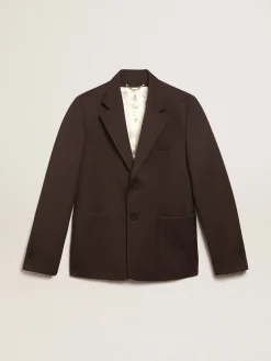 Sale Golden Goose Blazer masculino de abotoamento simples de gabardine de lã cor alcaçuz Cor: alcaçuz