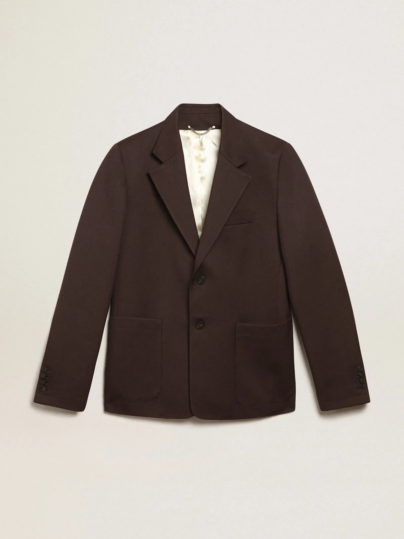 Sale Golden Goose Blazer masculino de abotoamento simples de gabardine de lã cor alcaçuz Cor: alcaçuz