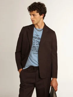 Sale Golden Goose Blazer masculino de abotoamento simples de gabardine de lã cor alcaçuz Cor: alcaçuz