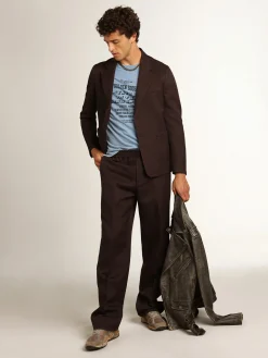 Sale Golden Goose Blazer masculino de abotoamento simples de gabardine de lã cor alcaçuz Cor: alcaçuz