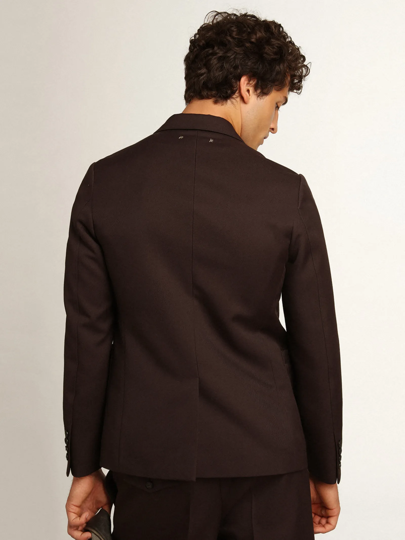Sale Golden Goose Blazer masculino de abotoamento simples de gabardine de lã cor alcaçuz Cor: alcaçuz