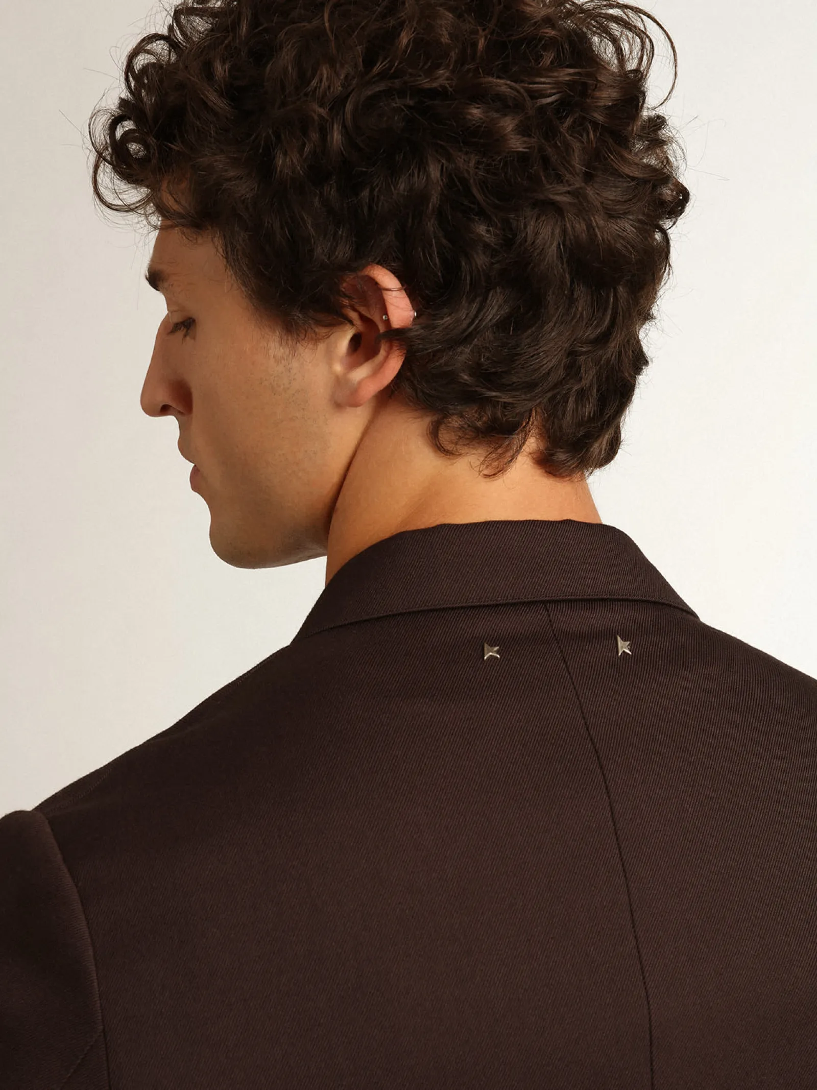 Sale Golden Goose Blazer masculino de abotoamento simples de gabardine de lã cor alcaçuz Cor: alcaçuz