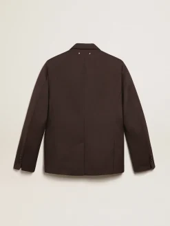 Sale Golden Goose Blazer masculino de abotoamento simples de gabardine de lã cor alcaçuz Cor: alcaçuz