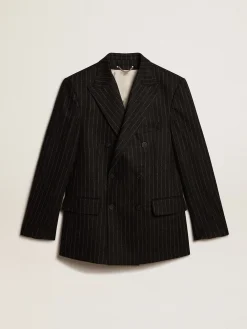 Hot Golden Goose Blazer masculino de abotoamento duplo de lã cinza mescla Coleção Journey