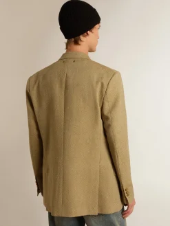 Sale Golden Goose Blazer masculino de abotoamento duplo de lã cor de faia clara Coleção Journey
