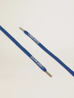 Discount Golden Goose cotton laces with contrasting white logo blue