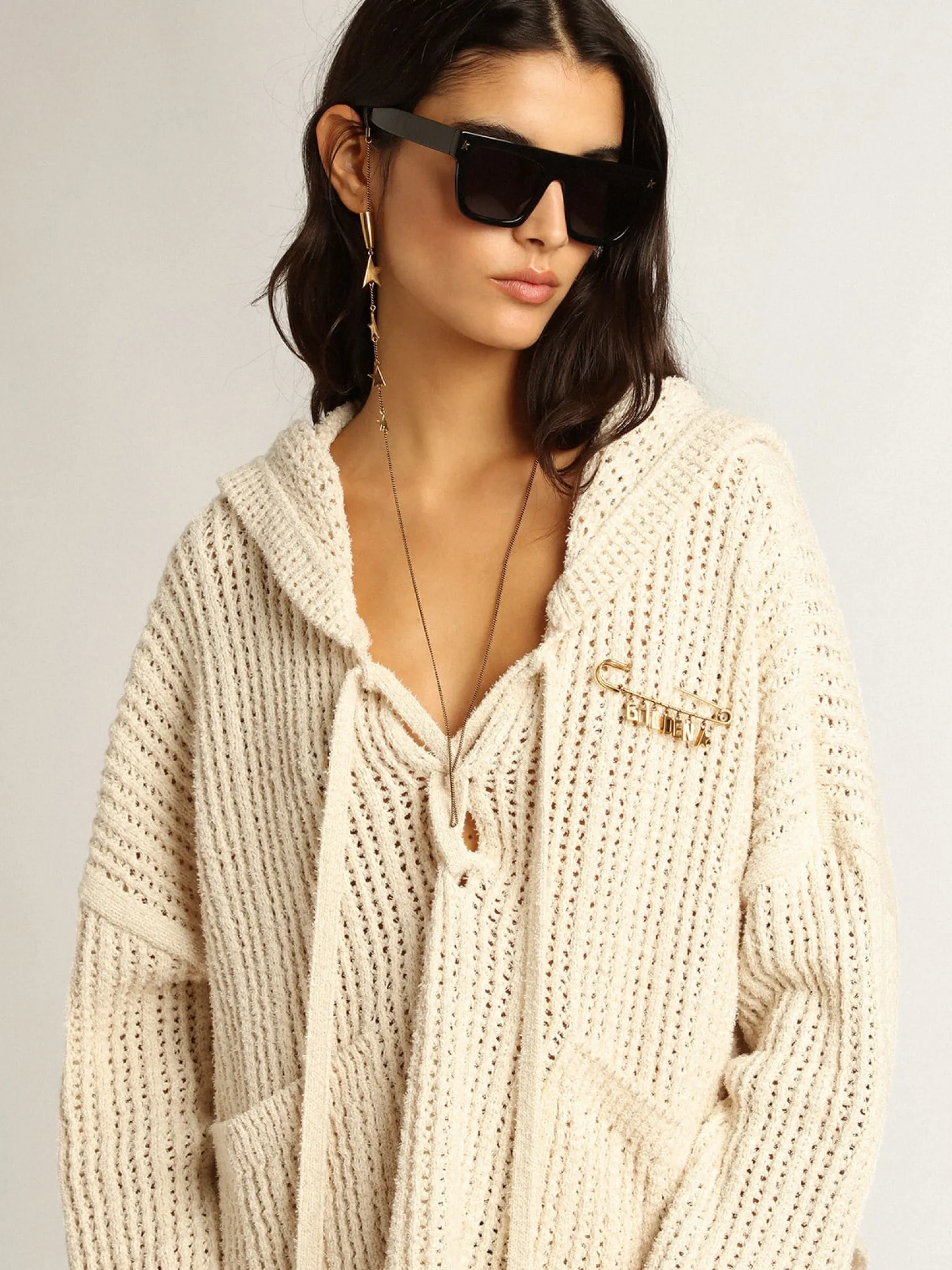 Store Golden Goose Blusa com capuz de algodão cor de papiro Cor: papiro