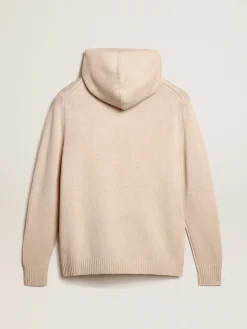 Fashion Golden Goose Blusa tipo moletom feminina branca misto caxemira com capuz Caxemira de baixo impacto