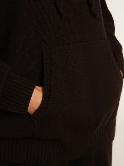 Sale Golden Goose Blusa tipo moletom feminina preta misto caxemira com capuz Caxemira de baixo impacto