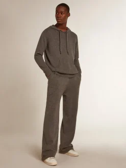 Cheap Golden Goose Blusa tipo moletom masculina cinza mescla misto caxemira com capuz Caxemira de baixo impacto