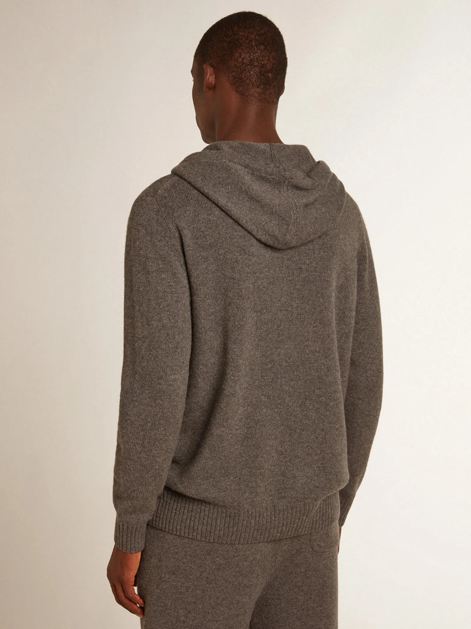 Cheap Golden Goose Blusa tipo moletom masculina cinza mescla misto caxemira com capuz Caxemira de baixo impacto