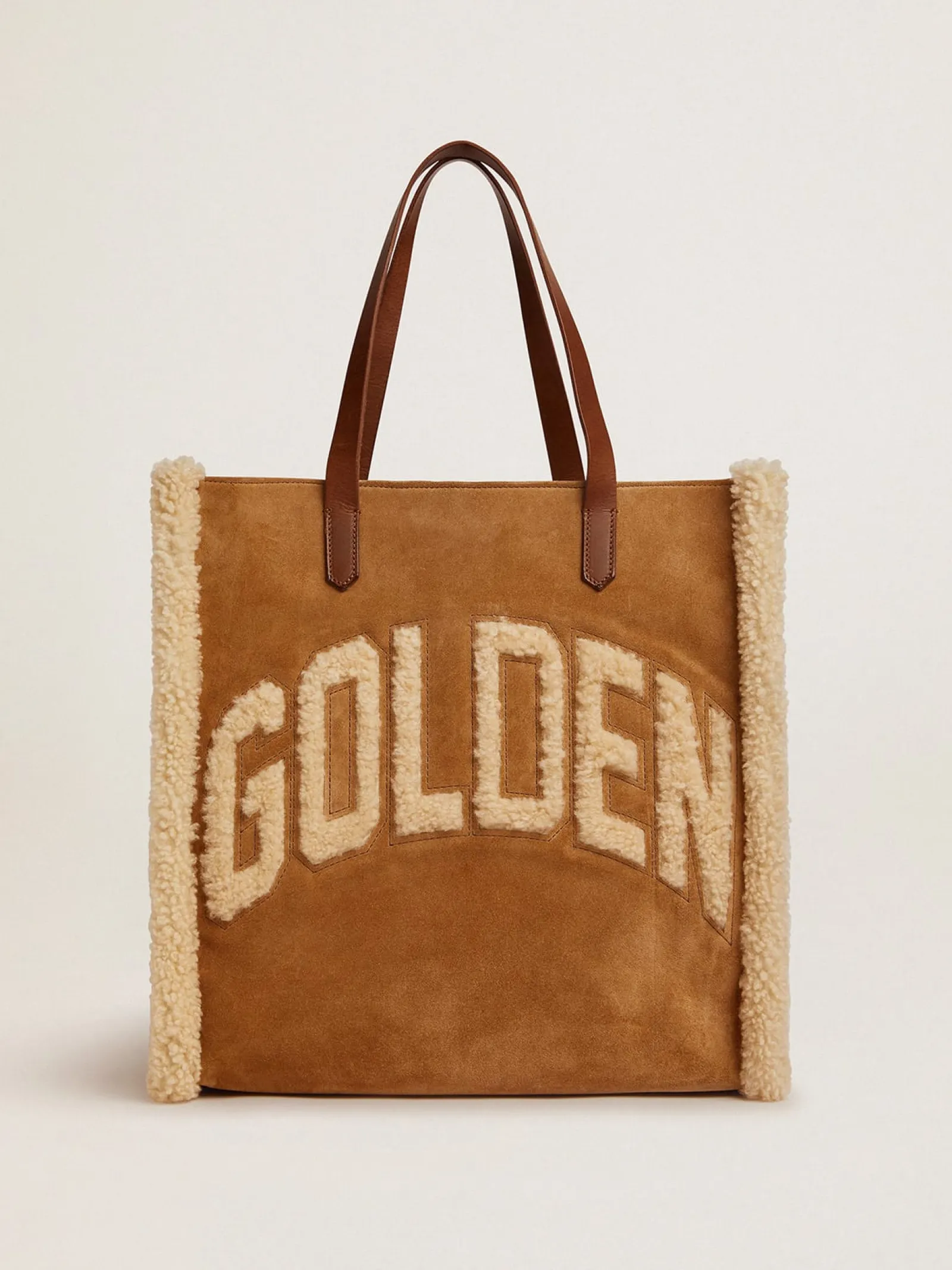 Best Golden Goose Bolsa California North-South de camurça com shearling Material principal: 90% algodão, 10% couro bovino