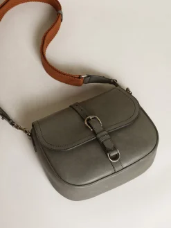 Fashion Golden Goose Bolsa Francis feminina média de couro cinza pedra Cor: cinza pedra