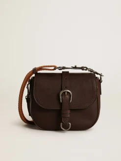 Discount Golden Goose Bolsa Francis feminina pequena de couro marrom escuro Cor: marrom-escuro
