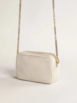 Best Sale Golden Goose Bolsa Mini Star Bag de couro branco heritage com estrela tom sobre tom Cor: branco heritage