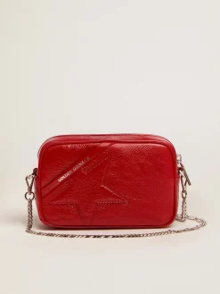 Best Golden Goose Bolsa Mini Star feminina de couro pintado vermelho com estrela tom sobre tom Cor: vermelho rubi