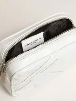 Best Sale Golden Goose Bolsa Mini Star feminina de couro brilhante branco com estrela tom sobre tom Cor: branco