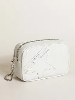 Best Sale Golden Goose Bolsa Mini Star feminina de couro brilhante branco com estrela tom sobre tom Cor: branco