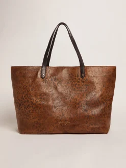 Cheap Golden Goose Bolsa Pasadena feminina com e alças pretas em contraste Estampa de leopardo