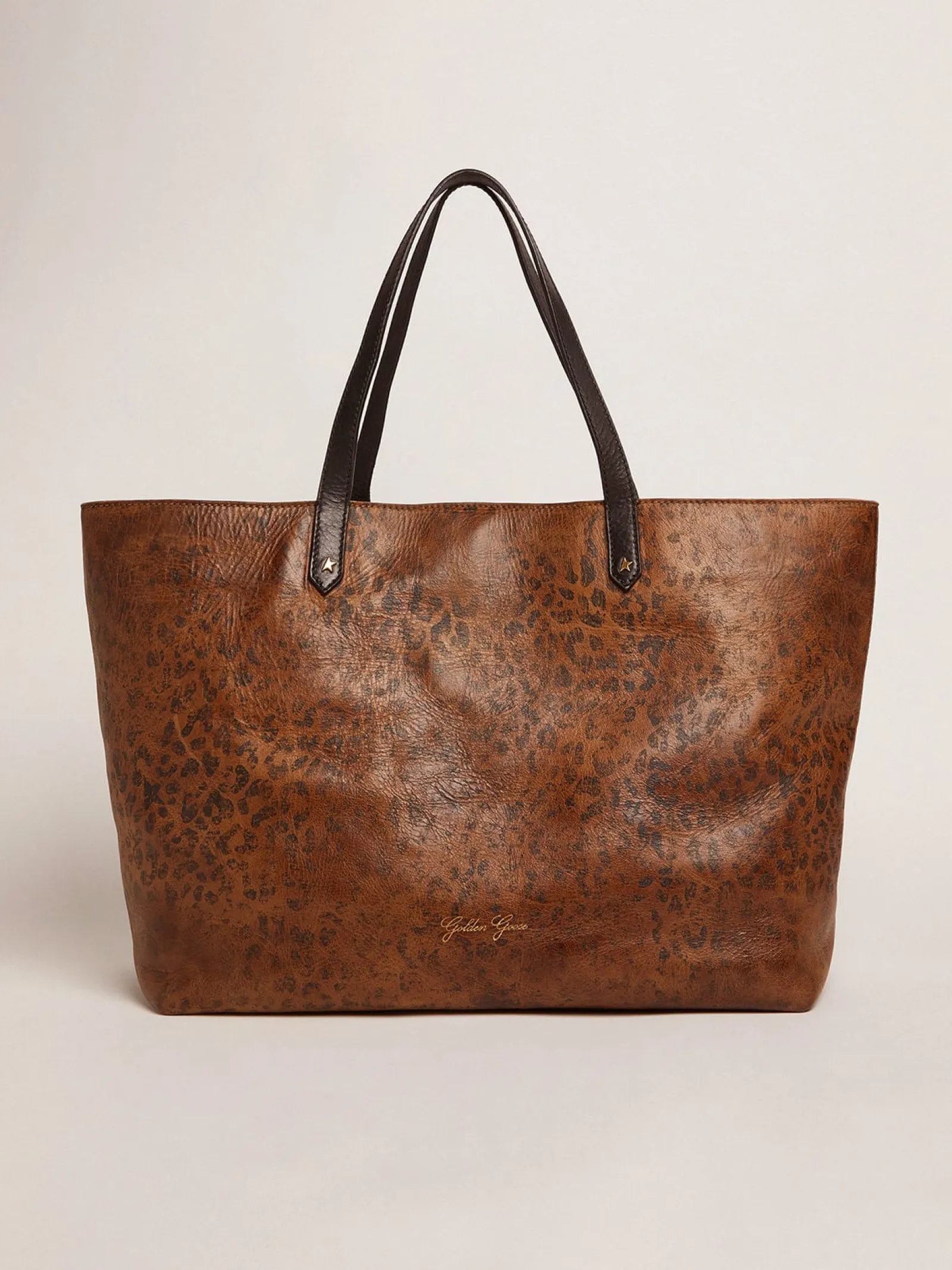 Cheap Golden Goose Bolsa Pasadena feminina com e alças pretas em contraste Estampa de leopardo