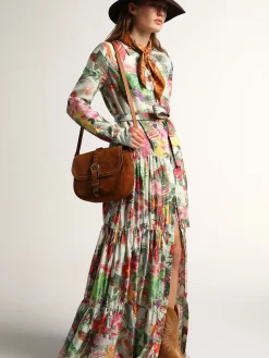 Shop Golden Goose Bolsa Rodeo feminina média de suede cor de rum Cor: rum